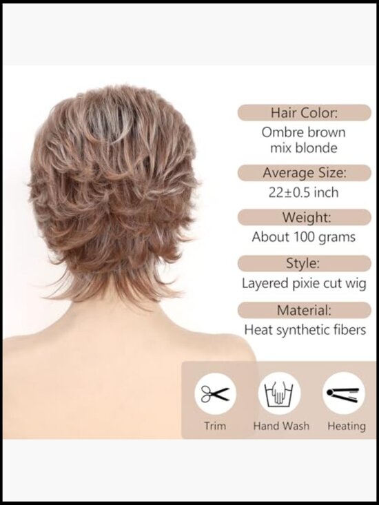 Short Pixie Cut Layered Synthetic Wig Natural Looking Daily Party Heat Resistant main image 6